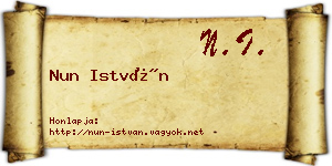 Nun István névjegykártya